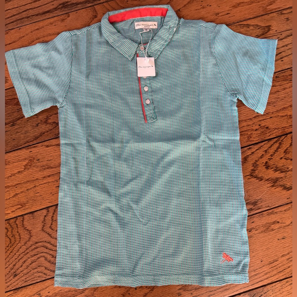 Bleu Comme Gris Boy’s Short Sleeve Cotton Polo Top Shirt Sz 10